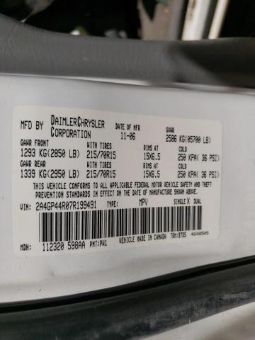 Photo 10 from auction – 2007 CHRYSLER TOWN & COU with VIN 2A4GP44R07R199491