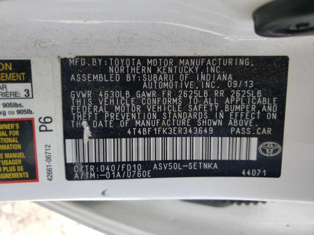 Photo 10 from auction – 2014 TOYOTA CAMRY L with VIN 4T4BF1FK3ER343649