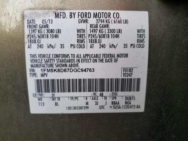 Photo 10 from auction – 2013 FORD EXPLORER X with VIN 1FM5K8D87DGC94763