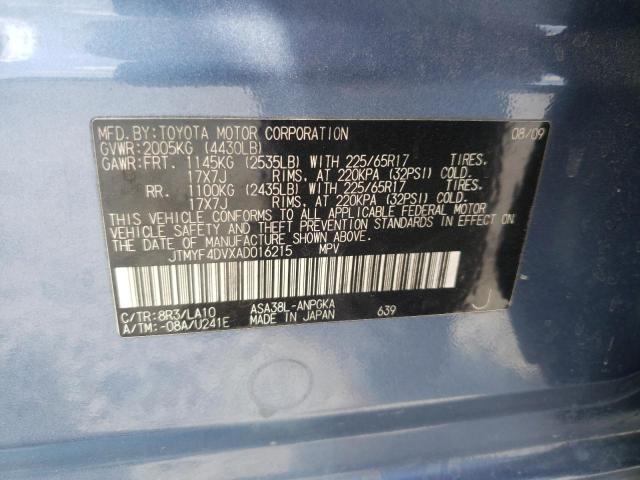 Photo 10 from auction – 2010 TOYOTA RAV4 LIMIT with VIN JTMYF4DVXAD016215