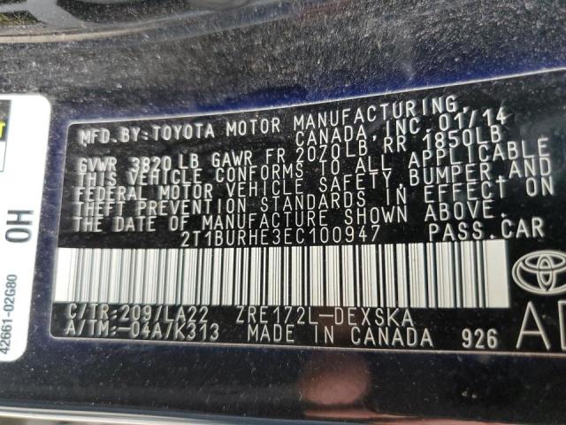 Photo 10 from auction – 2014 TOYOTA COROLLA L with VIN 2T1BURHE3EC100947