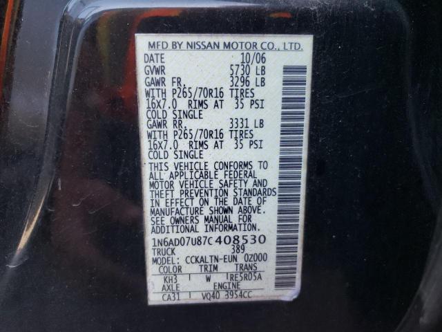 Photo 10 from auction – 2007 NISSAN FRONTIER C with VIN 1N6AD07U87C408530