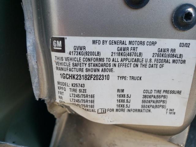 Photo 10 from auction – 2002 CHEVROLET SILVERADO with VIN 1GCHK23182F202310