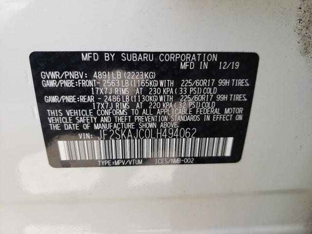 Photo 10 from auction – 2020 SUBARU FORESTER P with VIN JF2SKAJC0LH494062
