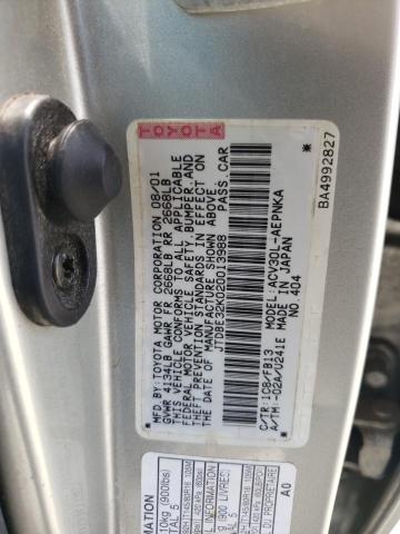 Photo 10 from auction – 2002 TOYOTA CAMRY LE with VIN JTDBE32K020013988