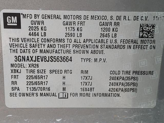 Photo 10 from auction – 2018 CHEVROLET EQUINOX LT with VIN 3GNAXJEV8JS563664