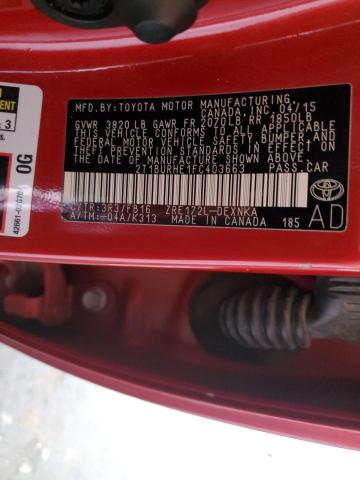 Photo 10 from auction – 2015 TOYOTA COROLLA L with VIN 2T1BURHE1FC403663