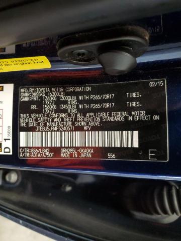 Photo 10 from auction – 2015 TOYOTA 4RUNNER SR with VIN JTEBU5JR4F5240571