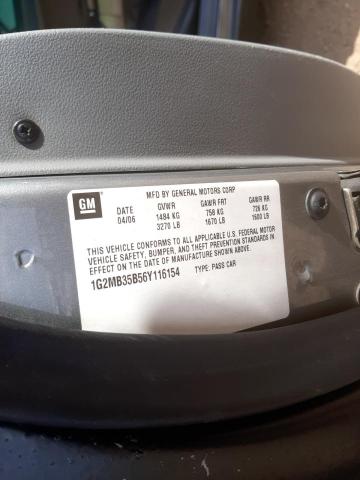 Photo 10 from auction – 2006 PONTIAC SOLSTICE with VIN 1G2MB35B56Y116154