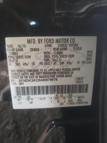 Photo 10 from auction – 2010 FORD EDGE LIMIT with VIN 2FMDK3KC6ABB79676