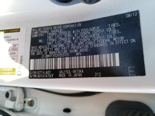 Photo 10 from auction – 2013 LEXUS GX 460 with VIN JTJBM7FX5D5053731