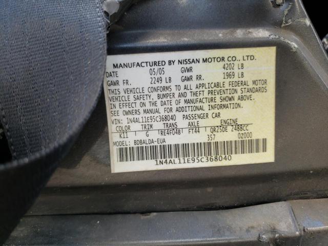 Photo 10 from auction – 2005 NISSAN ALTIMA S with VIN 1N4AL11E95C368040