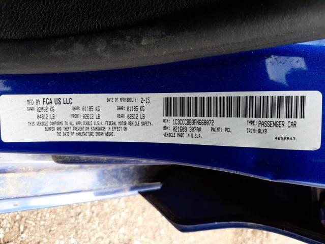 Photo 10 from auction – 2015 CHRYSLER 200 S with VIN 1C3CCCBB3FN668072