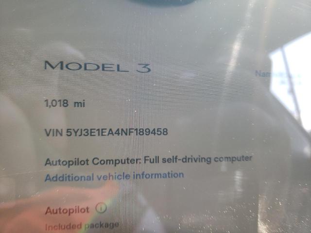 Photo 8 from auction – 2022 TESLA MODEL 3 with VIN 5YJ3E1EA4NF189458
