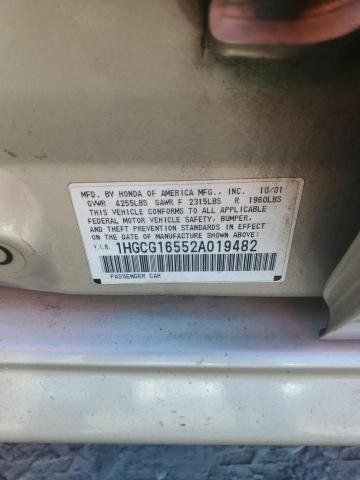 Photo 10 from auction – 2002 HONDA ACCORD EX with VIN 1HGCG16552A019482