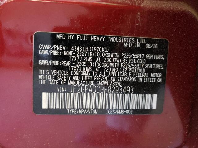 Photo 10 from auction – 2015 SUBARU XV CROSSTR with VIN JF2GPADC9F8293493