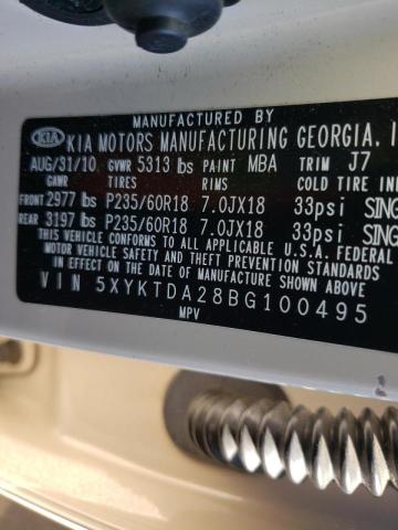Photo 10 from auction – 2011 KIA SORENTO BA with VIN 5XYKTDA28BG100495