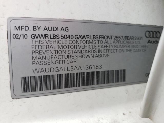 Photo 10 from auction – 2010 AUDI S4 PREMIUM with VIN WAUDGAFL3AA136183