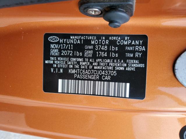 Photo 10 from auction – 2012 HYUNDAI VELOSTER with VIN KMHTC6AD7CU043705