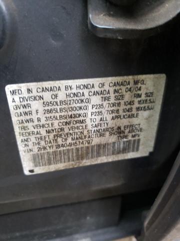 Photo 10 from auction – 2004 HONDA PILOT with VIN 2HKYF18404H574797