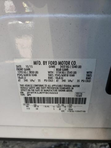 Photo 10 from auction – 2015 FORD EDGE SEL with VIN 2FMTK3J87FBC02222
