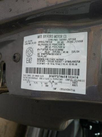Photo 10 from auction – 2005 FORD FOCUS ZX5 with VIN 3FAFP37N65R103414
