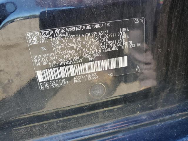 Photo 10 from auction – 2012 TOYOTA RAV4 with VIN 2T3JF4DV1CW190343