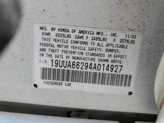 Photo 10 from auction – 2004 ACURA TL with VIN 19UUA66294A014927