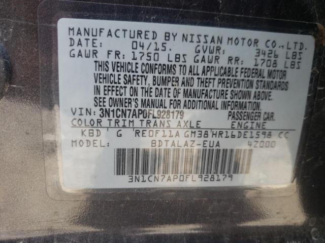 Photo 10 from auction – 2015 NISSAN VERSA S with VIN 3N1CN7AP0FL928179
