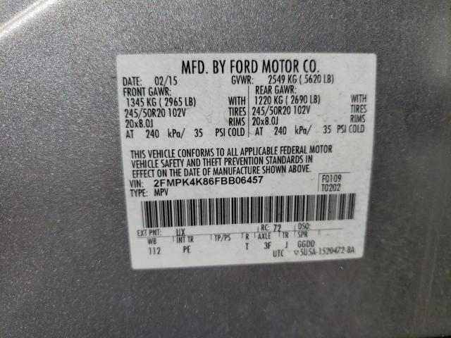 Photo 10 from auction – 2015 FORD EDGE TITAN with VIN 2FMPK4K86FBB06457