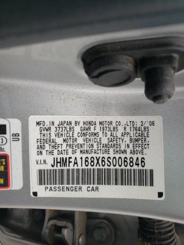 Photo 10 from auction – 2006 HONDA CIVIC EX with VIN JHMFA168X6S006846
