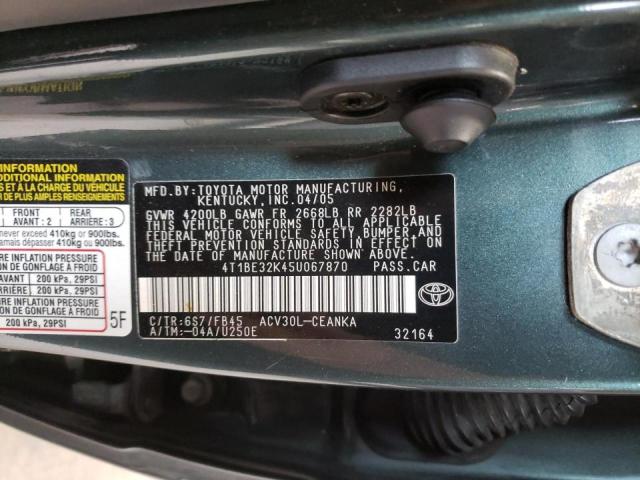 Photo 10 from auction – 2005 TOYOTA CAMRY LE with VIN 4T1BE32K45U067870