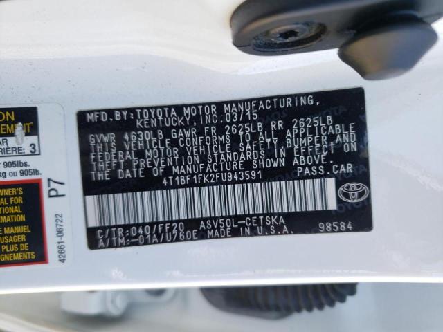 Photo 10 from auction – 2015 TOYOTA CAMRY LE with VIN 4T1BF1FK2FU943591