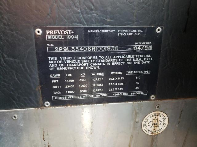 Photo 10 from auction – 1994 PREVOST BUS with VIN 2P9L33406R1001936