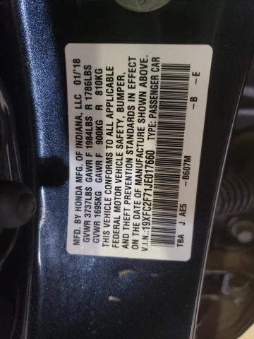 Photo 10 from auction – 2018 HONDA CIVIC EX with VIN 19XFC2F71JE017660