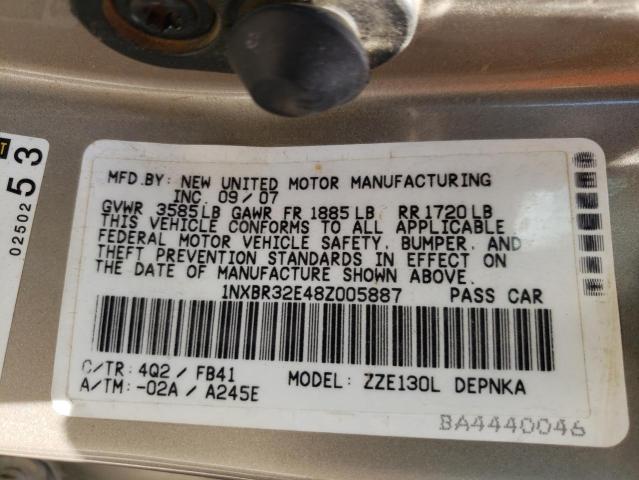 Photo 10 from auction – 2008 TOYOTA COROLLA CE with VIN 1NXBR32E48Z005887