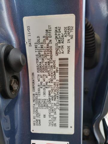 Photo 10 from auction – 2004 TOYOTA 4RUNNER SR with VIN JTEZU14R340024613