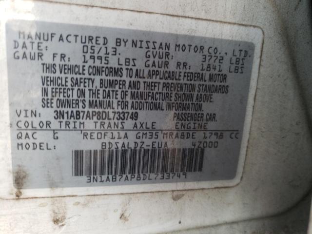 Photo 10 from auction – 2013 NISSAN SENTRA S with VIN 3N1AB7AP8DL733749