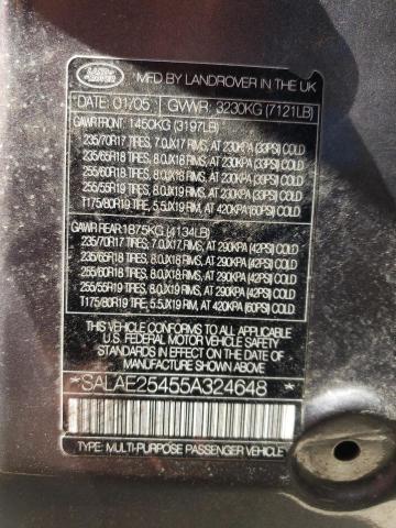 Photo 10 from auction – 2005 LAND ROVER LR3 SE with VIN SALAE25455A324648