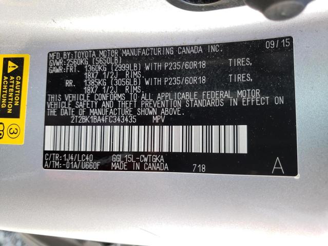 Photo 10 from auction – 2015 LEXUS RX 350 BAS with VIN 2T2BK1BA4FC343435