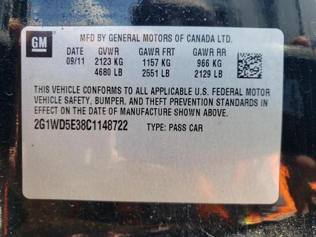 Photo 10 from auction – 2012 CHEVROLET IMPALA POL with VIN 2G1WD5E38C1148722