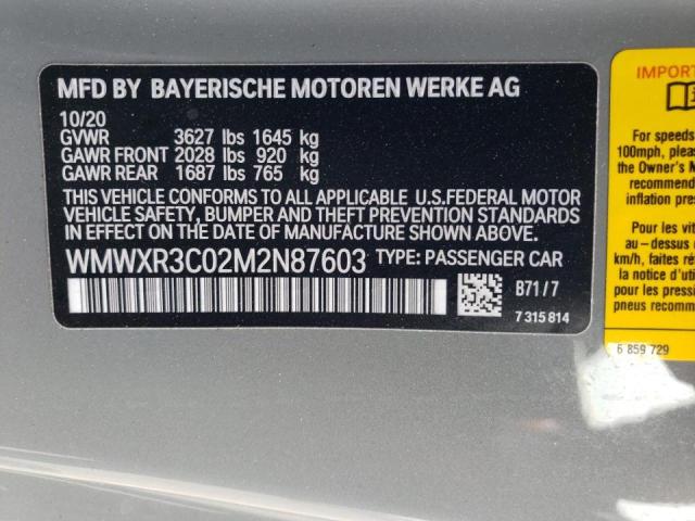 Photo 10 from auction – 2021 MINI COOPER with VIN WMWXR3C02M2N87603