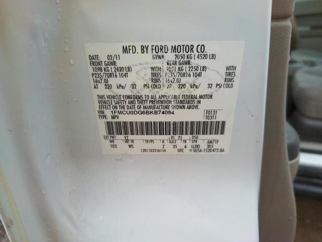 Photo 10 from auction – 2011 FORD ESCAPE XLT with VIN 1FMCU0DG6BKB74084