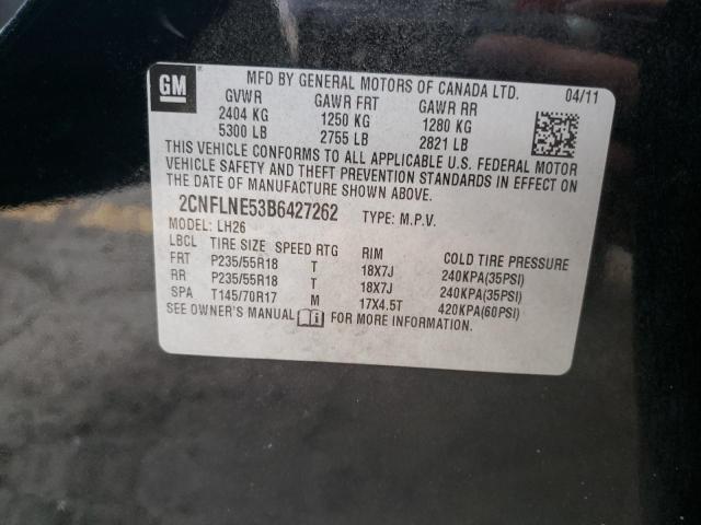 Zdjęcie 10 z aukcji – 2011 CHEVROLET EQUINOX LT z VIN 2CNFLNE53B6427262