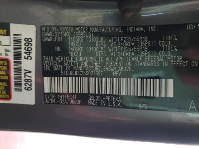 Photo 10 from auction – 2011 TOYOTA SIENNA LE with VIN 5TDJK3DC2BS022697