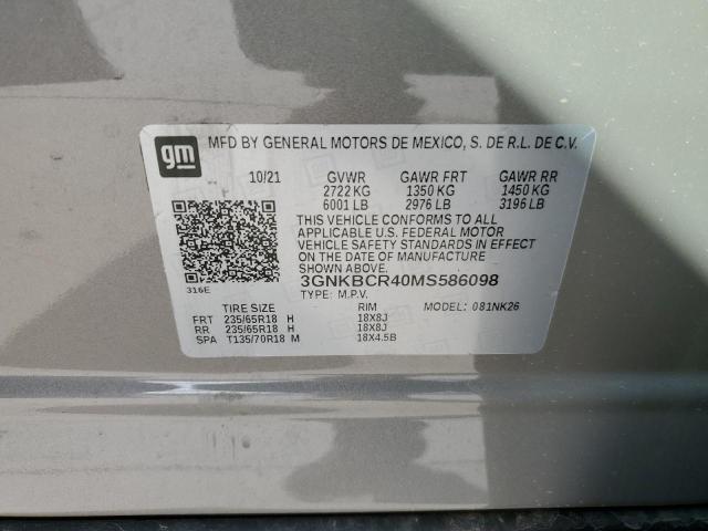 Photo 10 from auction – 2021 CHEVROLET BLAZER 2LT with VIN 3GNKBCR40MS586098