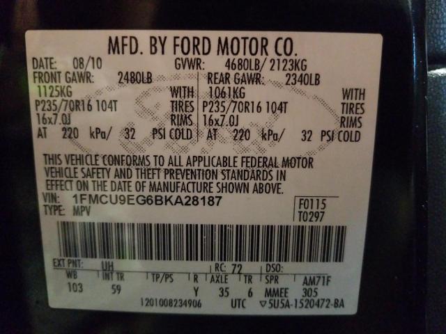 Photo 10 from auction – 2011 FORD ESCAPE LIM with VIN 1FMCU9EG6BKA28187