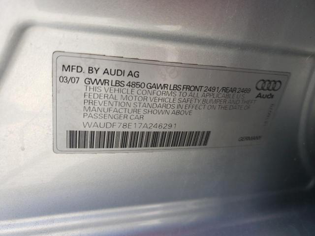 Photo 10 from auction – 2007 AUDI A4 2.0T QU with VIN WAUDF78E17A246291