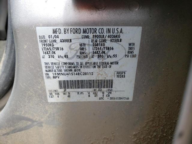 Photo 10 from auction – 2004 FORD EXCURSION with VIN 1FMNU41S14EC28112
