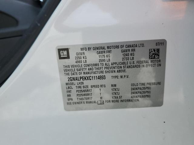 Photo 10 from auction – 2012 CHEVROLET EQUINOX LT with VIN 2GNALPEKXC1114893
